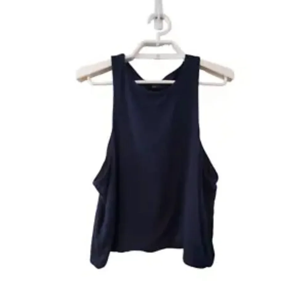 J Crew top nwt womens size XL formknit high neck cutaway tank navy